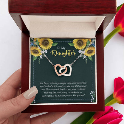 To My Daughter Encouragement Gift - Everything You Need - Interlocking Hearts Necklace - Mallard Moon