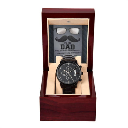 Gift for Dad I Will Always Be Your Little One Black Chronograph Watch - Mallard Moon Gift Shop