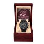 To My Dad Chronograph Watch - Heartfelt Expressive Love Message Card Gift for Dad from Child - Stylish Black Stainless-Steel Timepiece - Father's Day, Birthday, Christmas Keepsake for Dad
