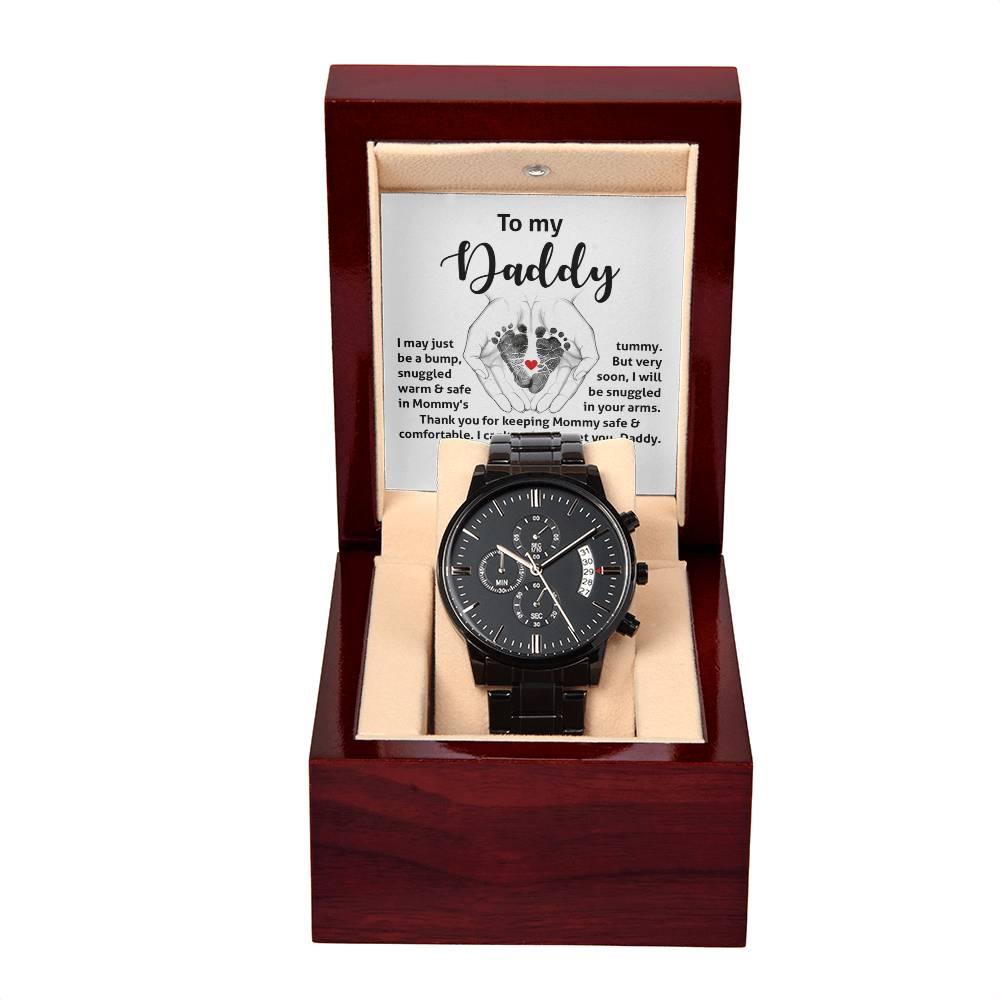 Gift for New Dad from the Baby Bump Black Chronograph Watch - Mallard Moon Gift Shop