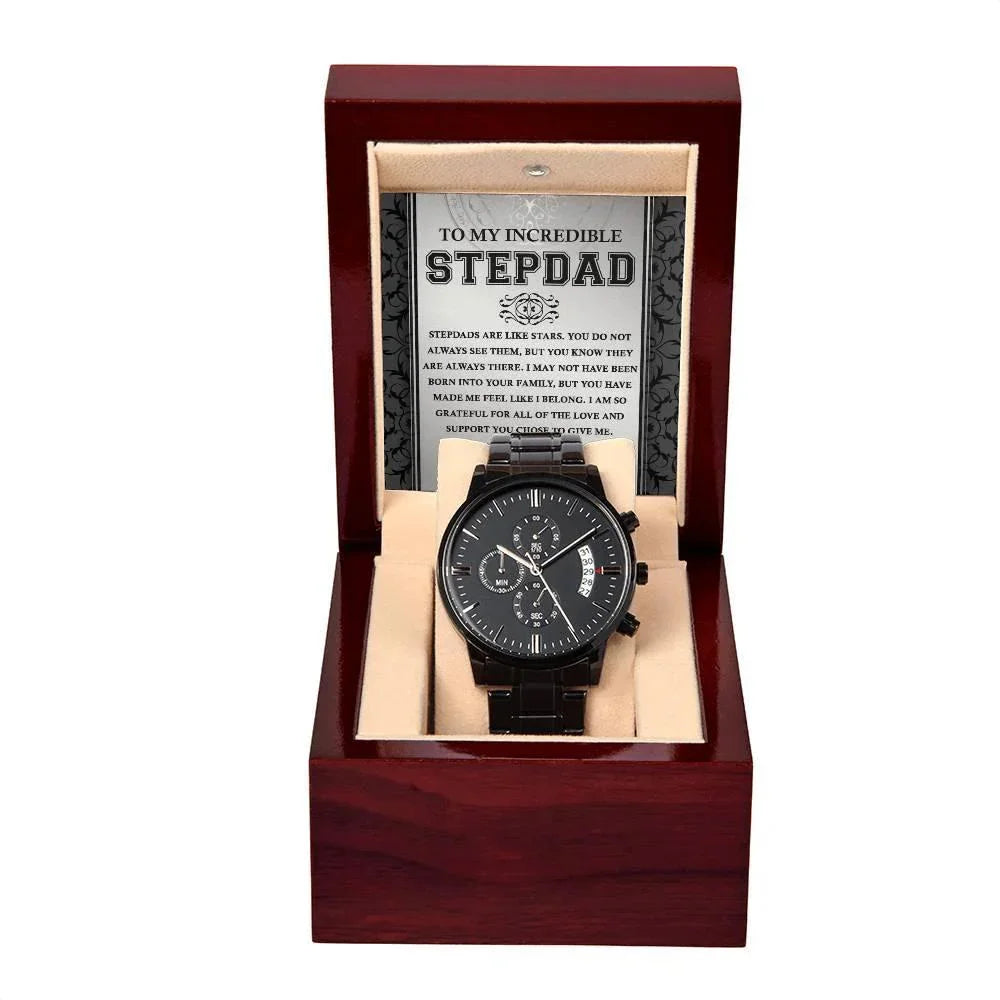 To My Incredible Stepdad You Are A Bright Spot in My Life Black Chronograph Watch