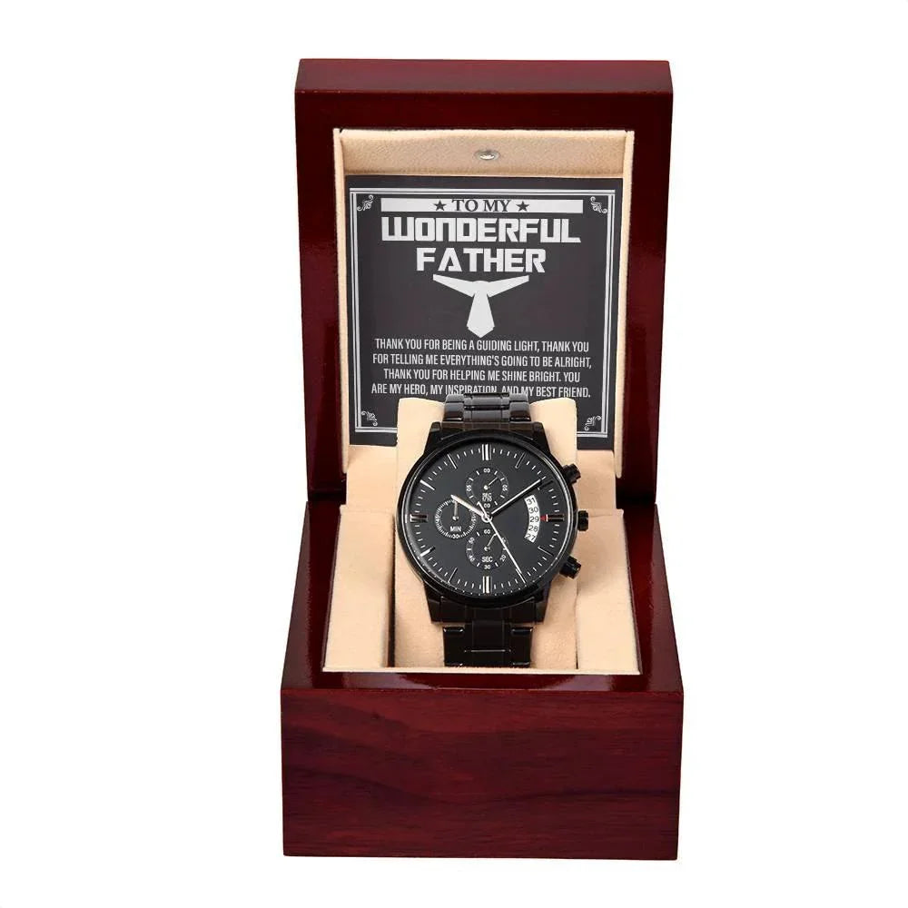 Dad Gift You Are My Guiding Light Black Chronograph Watch