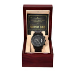 Dad Gift - Super Dad Certificate Black Chronograph Watch