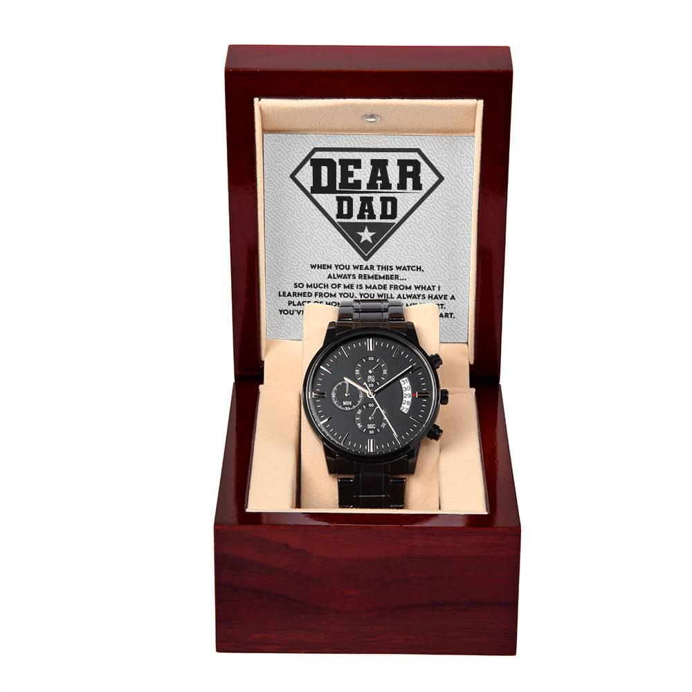 Dear Dad, You are my Hero Men's Black Chronograph Watch - Mallard Moon Gift Shop