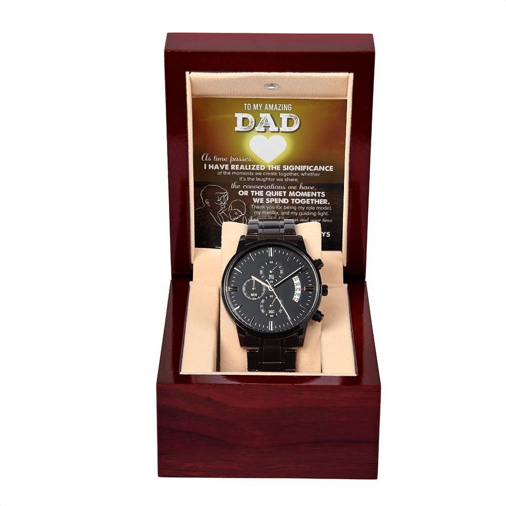 Dad Git You Are My Guiding Light Black Chronograph Watch - Mallard Moon Gift Shop