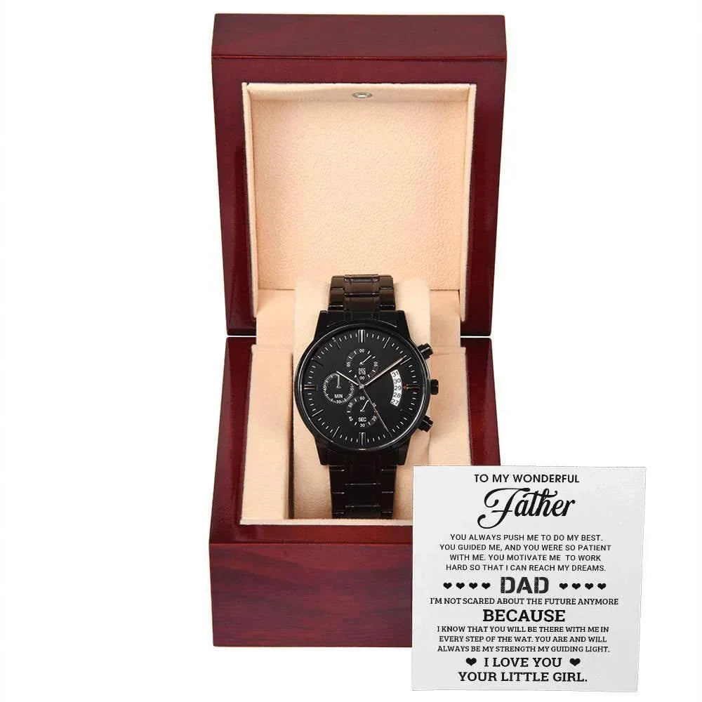 To My Wonderful Father You Are My Guiding Light Black Chronograph Watch