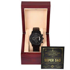 Dad Gift - Super Dad Certificate Black Chronograph Watch
