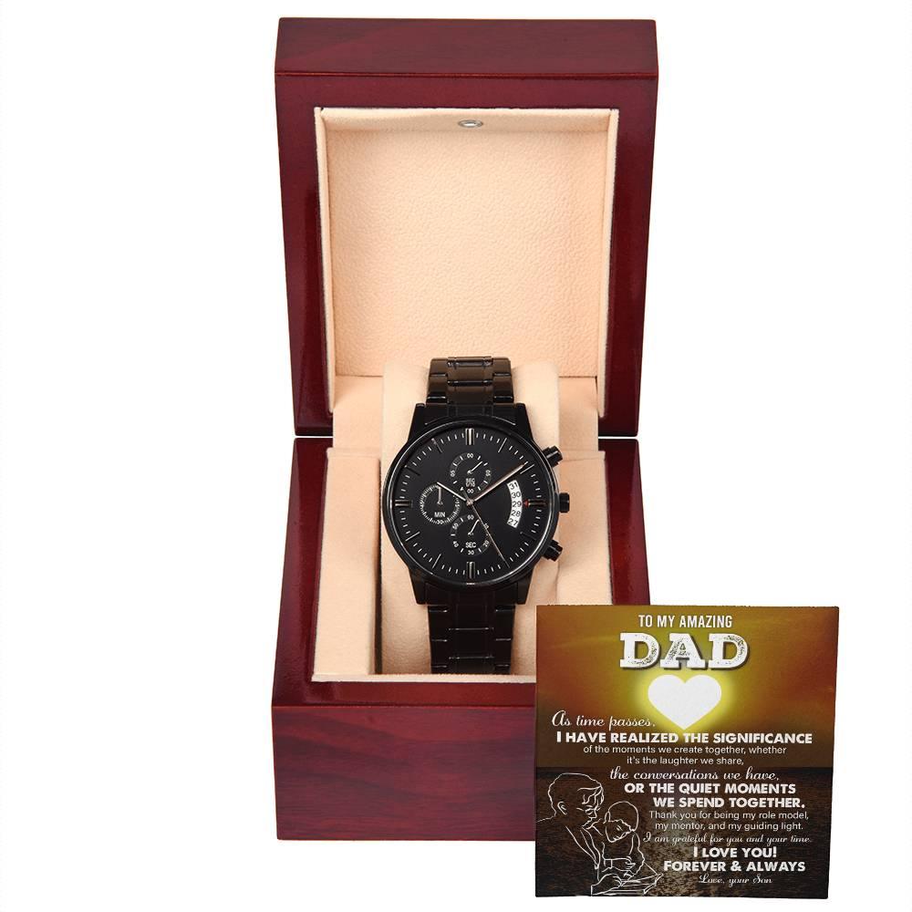 Dad Git You Are My Guiding Light Black Chronograph Watch - Mallard Moon Gift Shop