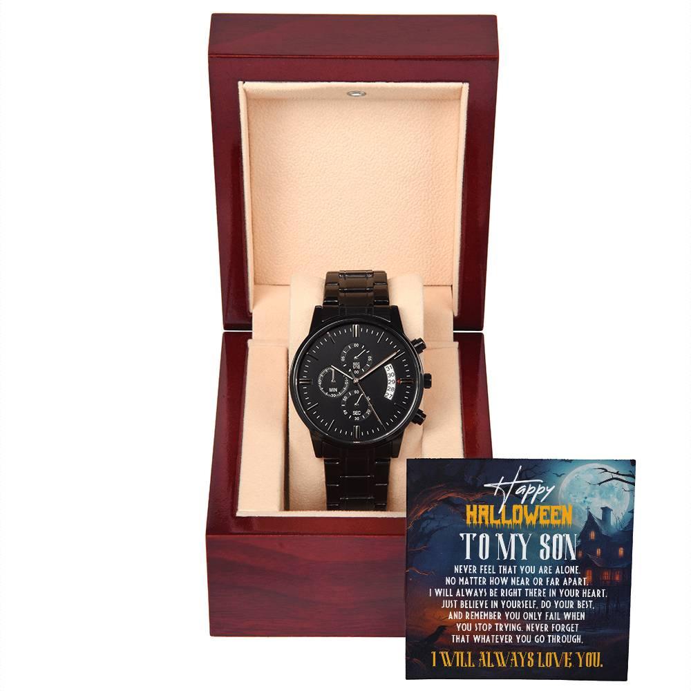 Son - Happy Halloween I Will Always Love You Black Chronograph Watch - Mallard Moon Gift Shop