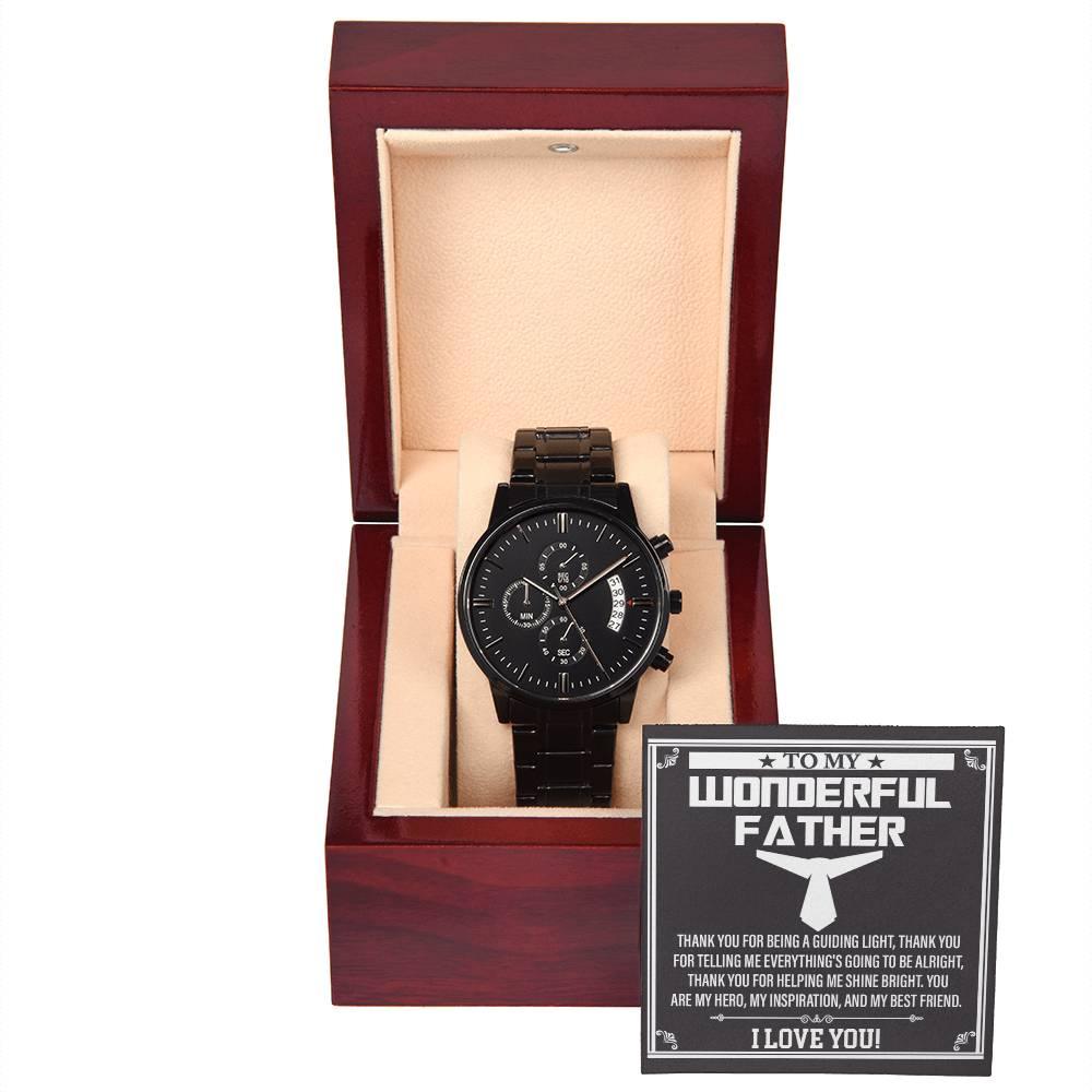 Dad Gift You Are My Guiding Light Black Chronograph Watch - Mallard Moon Gift Shop