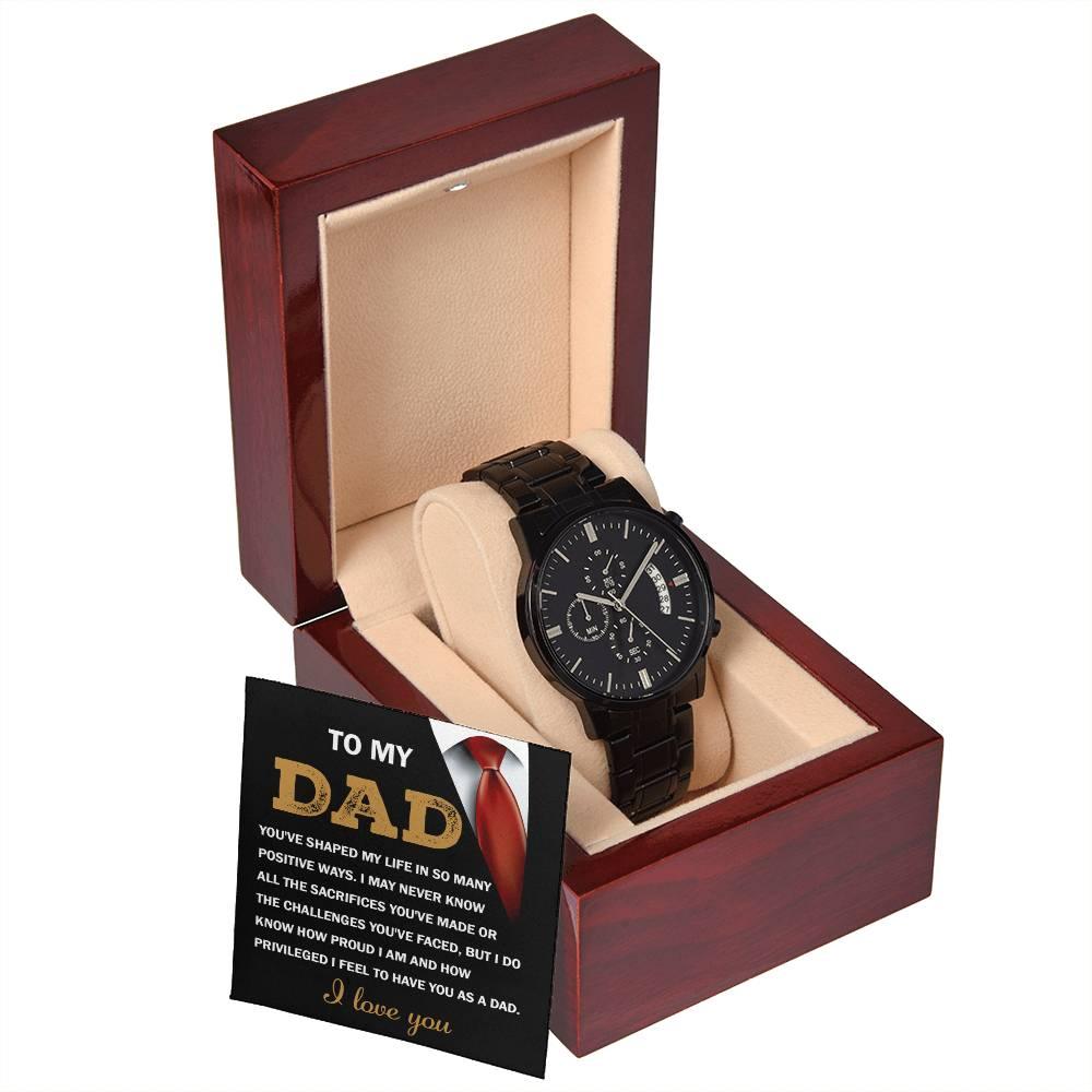 Dad Gift I Am Proud To Have You as My Dad Black Chronograph Watch - Mallard Moon Gift Shop
