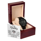Gift for New Dad from the Baby Bump Black Chronograph Watch