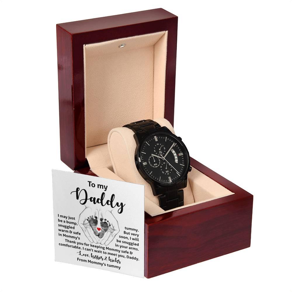 Gift for New Dad from the Baby Bump Black Chronograph Watch - Mallard Moon Gift Shop