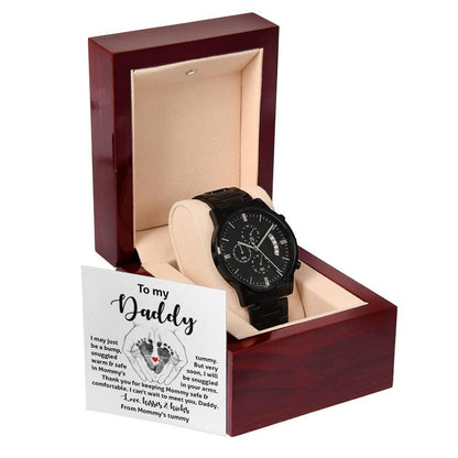 Gift for New Dad from the Baby Bump Black Chronograph Watch - Mallard Moon Gift Shop