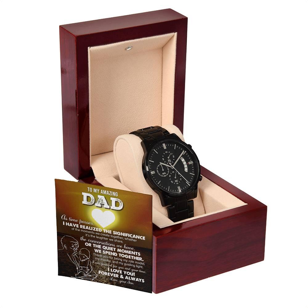 Dad Git You Are My Guiding Light Black Chronograph Watch - Mallard Moon Gift Shop