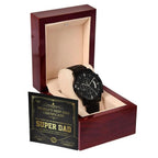 Dad Gift - Super Dad Certificate Black Chronograph Watch