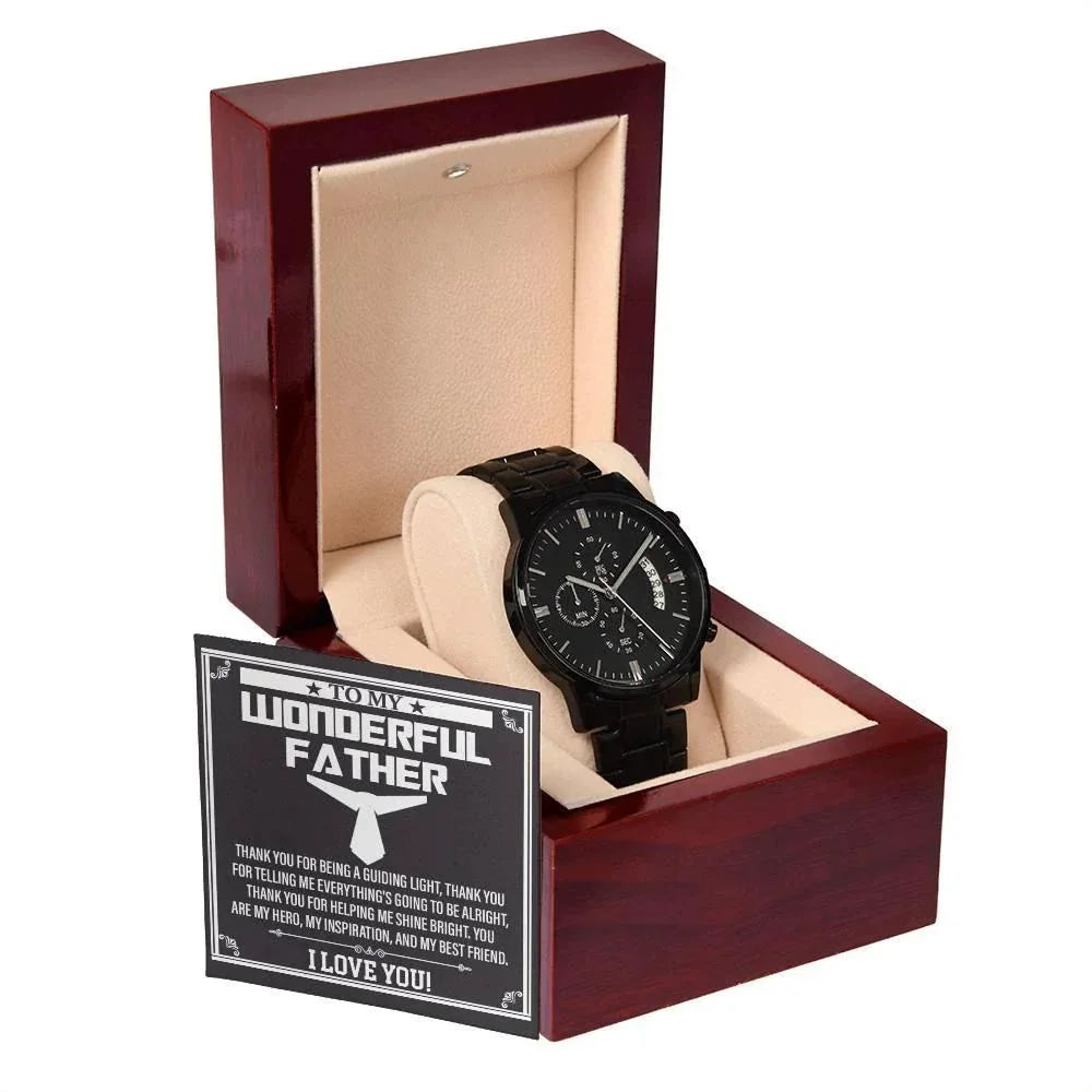 Dad Gift You Are My Guiding Light Black Chronograph Watch
