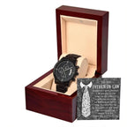 Gift for Father-In-Law - Behind Every Great Daughter is an Even Greater Dad Black Chronograph Watch