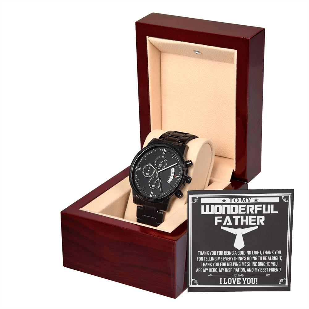 Dad Gift You Are My Guiding Light Black Chronograph Watch - Mallard Moon Gift Shop
