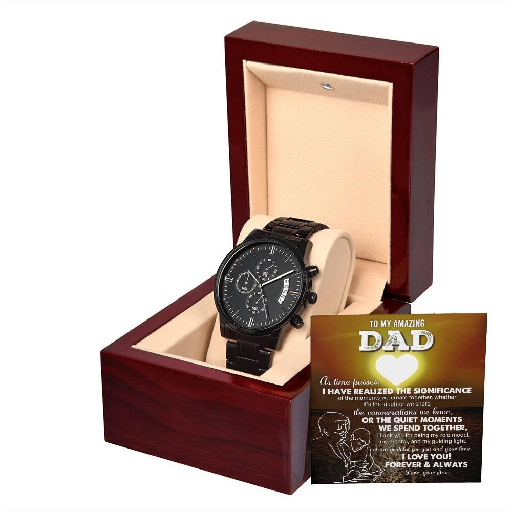 Dad Git You Are My Guiding Light Black Chronograph Watch - Mallard Moon Gift Shop