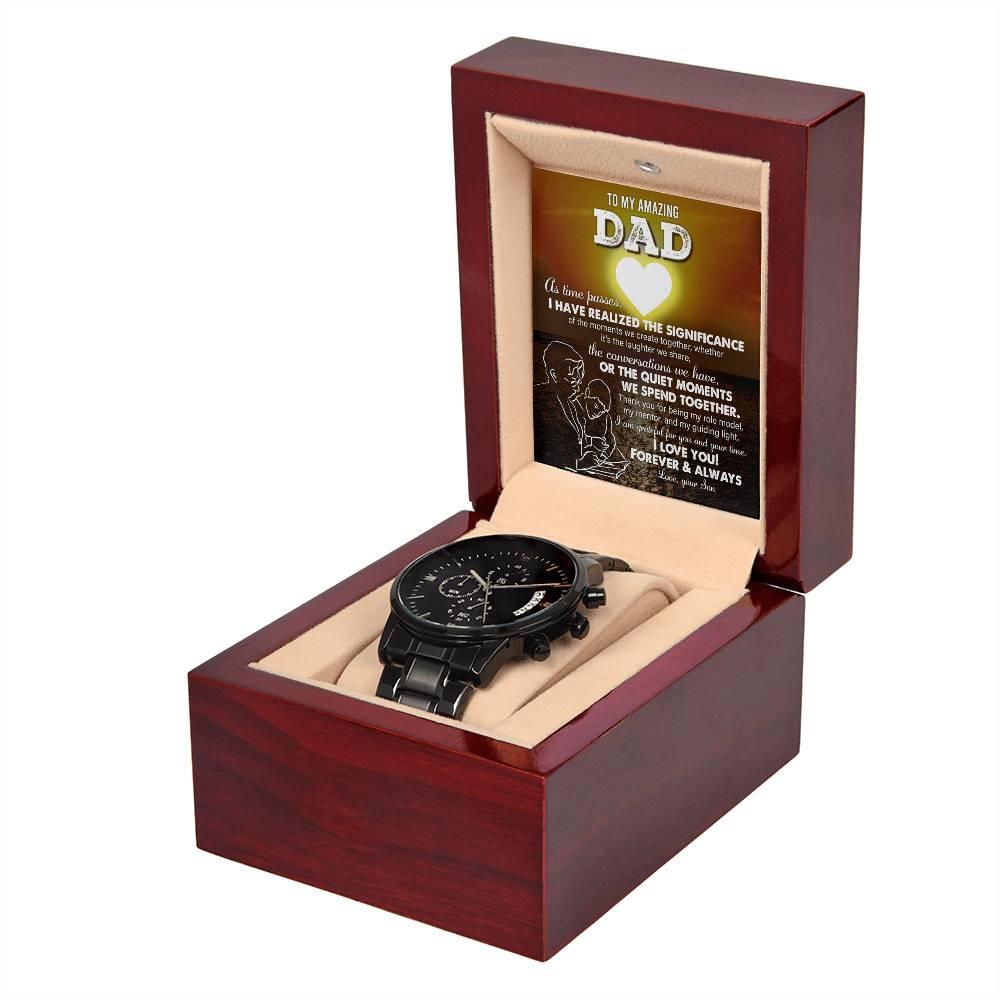Dad Git You Are My Guiding Light Black Chronograph Watch - Mallard Moon Gift Shop