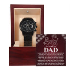 To My Dad Chronograph Watch - Heartfelt Expressive Love Message Card Gift for Dad from Child - Stylish Black Stainless-Steel Timepiece - Father's Day, Birthday, Christmas Keepsake for Dad