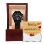 Apology Gift for Him - Sorry, Breaks My Heart - Black Chronograph Watch