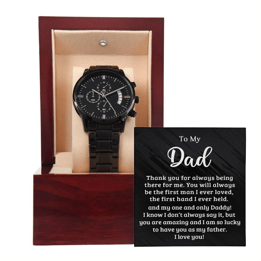 Dad - Your Hand was The First Hand I Held Black Chronograph Watch - Mallard Moon Gift Shop