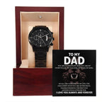To My Dad Black Chronograph Watch – Hero Lion King Father Message Card Sentimental Father's Day Gift from Son or Daughter