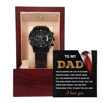 Dad Gift I Am Proud To Have You as My Dad Black Chronograph Watch - Mallard Moon Gift Shop