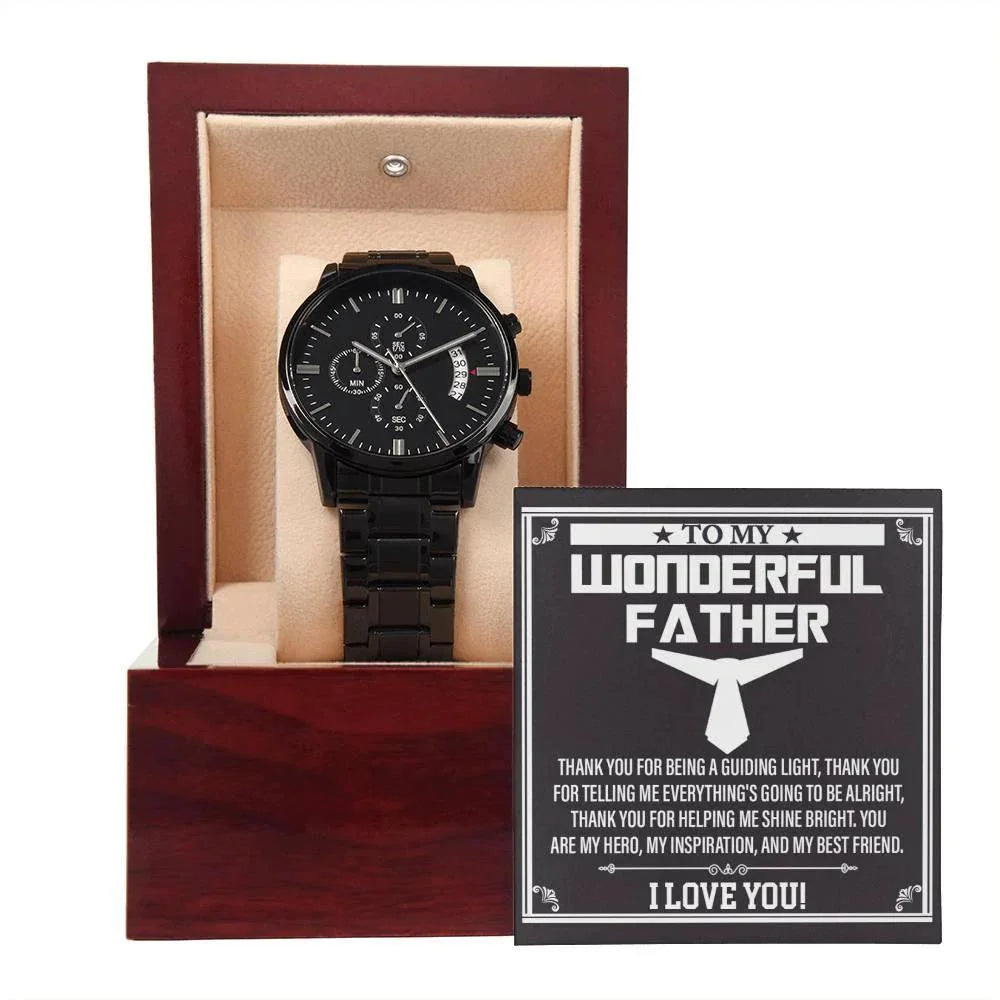 Dad Gift You Are My Guiding Light Black Chronograph Watch