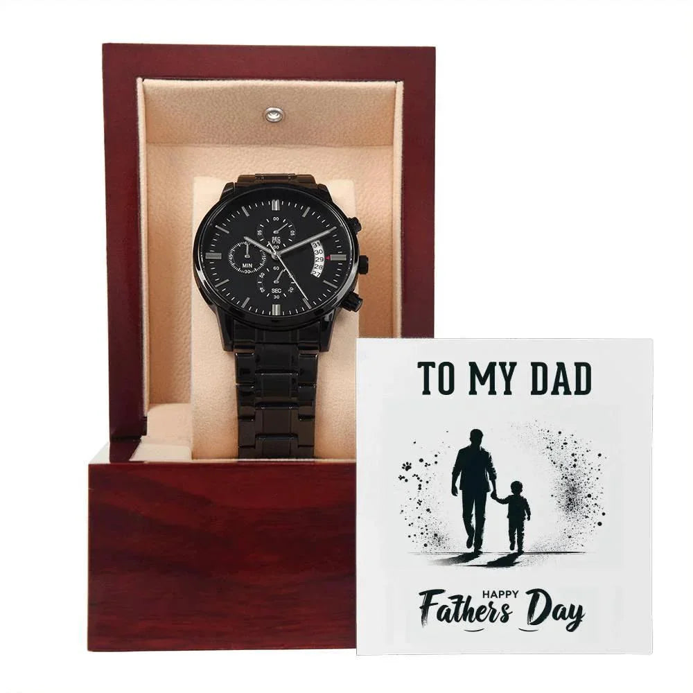 Dad Father's Day Gift Black Chronograph Watch