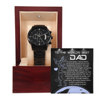 World's Best Dad Luxury Black Chronograph Watch with Guiding Light Message Card – Thoughtful Father's Day Gift from Son or Daughter – Water-Resistant, Stainless-Steel Keepsake Timepiece