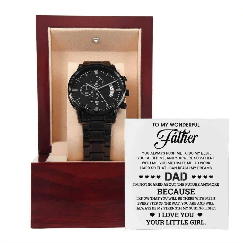 To My Wonderful Father You Are My Guiding Light Black Chronograph Watch