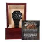To My Dad Black Chronograph Watch - Daddy's Hands Father's Day Gift from Daughter or Son - Sentimental Watch for Dad - Birthday, Christmas, Appreciation Gift for Father