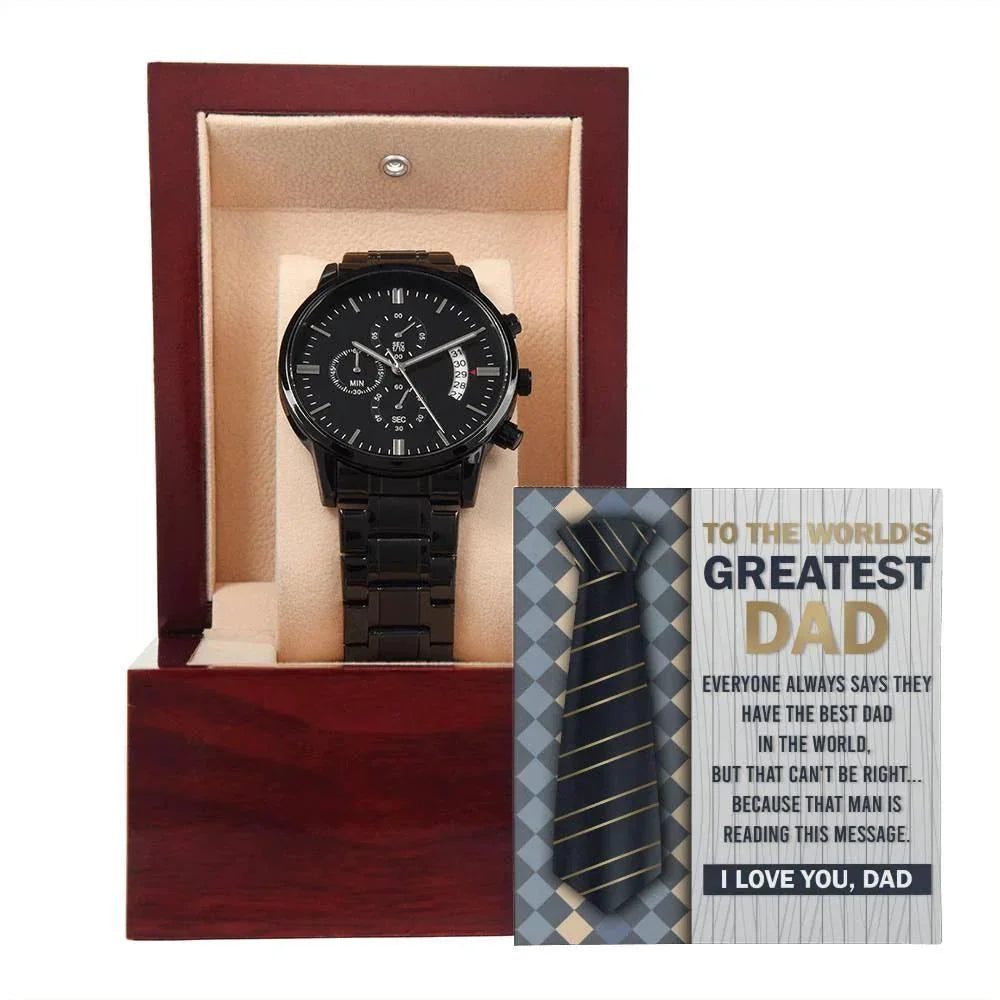 Dad Gift - To the World's Greatest Dad Black Chronograph Watch