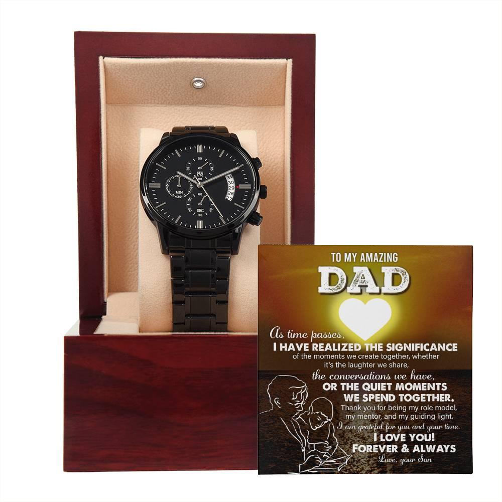 Dad Git You Are My Guiding Light Black Chronograph Watch - Mallard Moon Gift Shop