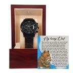 To My Loving Dad Watch Gift | Growing Love Poem Keepsake | Father's Day, Birthday, or Christmas Gift from Daughter or Son | Luxury Black Chronograph Men's Watch with Inspirational Message