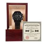 Groomsman Wedding Day Gift - Best Man - Official Recognition - Black Chronograph Watch