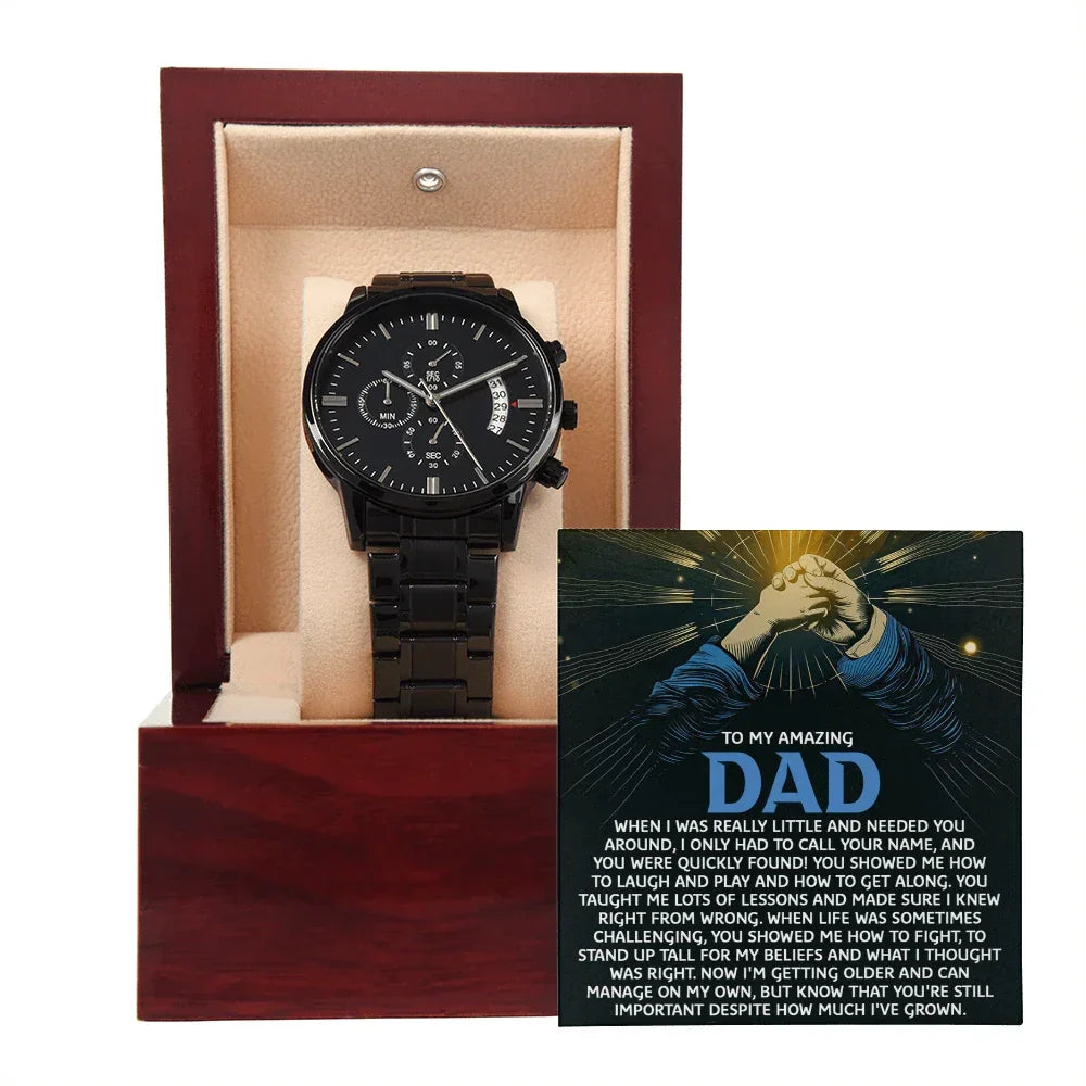 To My Amazing Dad Chronograph Watch Gift | Meaningful Father's Day Watch from Son or Daughter - Timepiece with Heartfelt Message | Unique Birthday or Christmas Gift for Dad