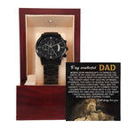Dad Anchor Life Black Chronograph Watch with Heartfelt Message Card – Luxury Stainless Steel Men's Timepiece, Water Resistant, Scratch Proof, Gift Boxed, Father's Day Gift, Birthday Gift for Dad from Son or Daughter