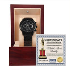 Dad Gift Certificate of World's Best Daddy Black Chronograph Watch