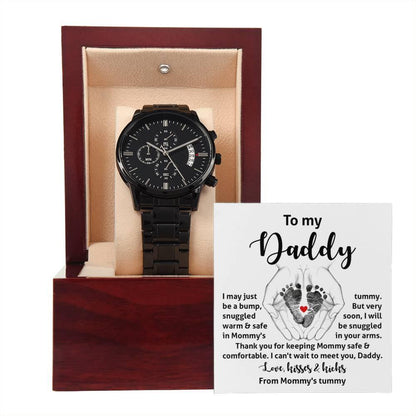Gift for New Dad from the Baby Bump Black Chronograph Watch - Mallard Moon Gift Shop