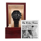 Dad Gift  - Headline on The Father Times - World's Best Dad - Black Chronograph Watch - Mallard Moon Gift Shop