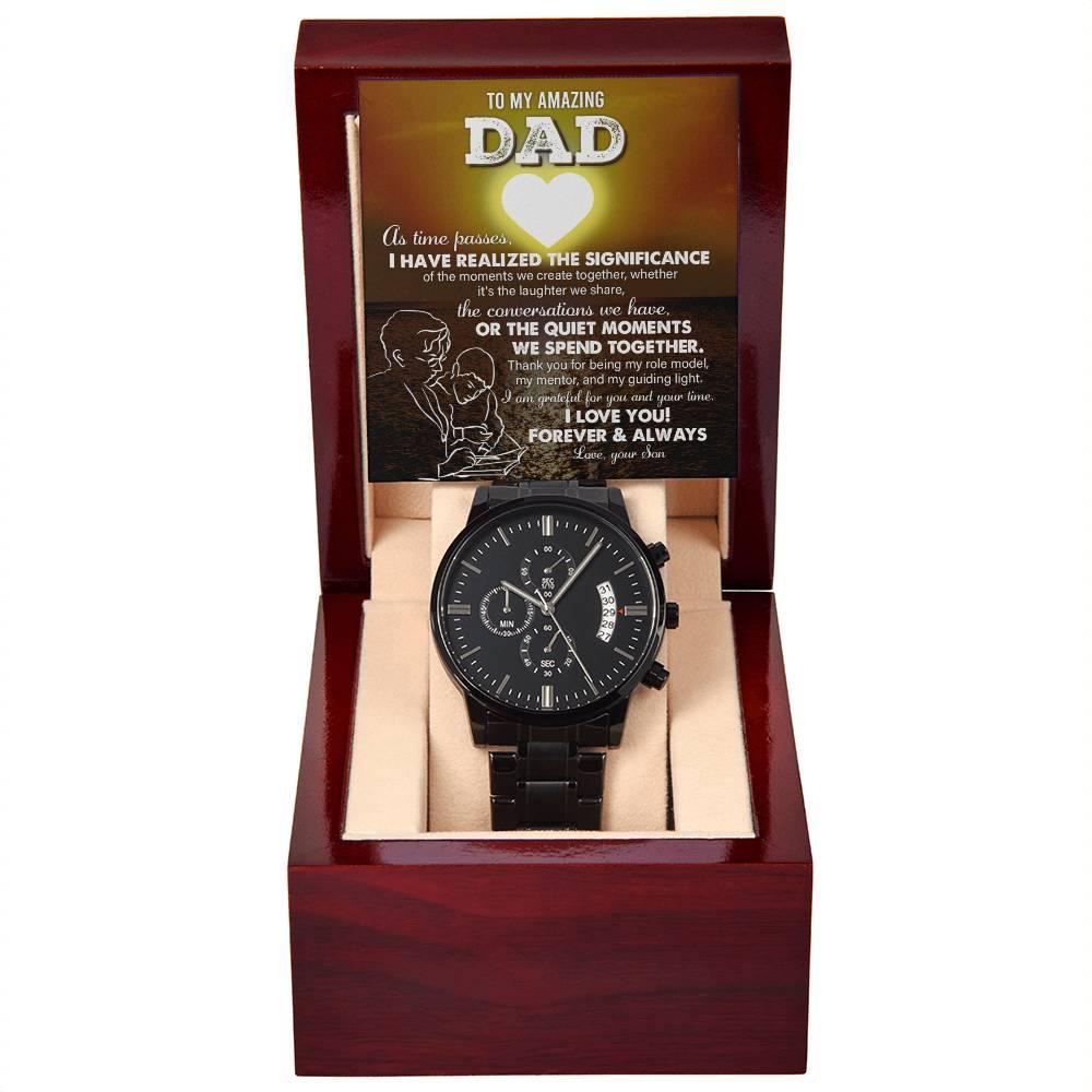 Dad Git You Are My Guiding Light Black Chronograph Watch - Mallard Moon Gift Shop