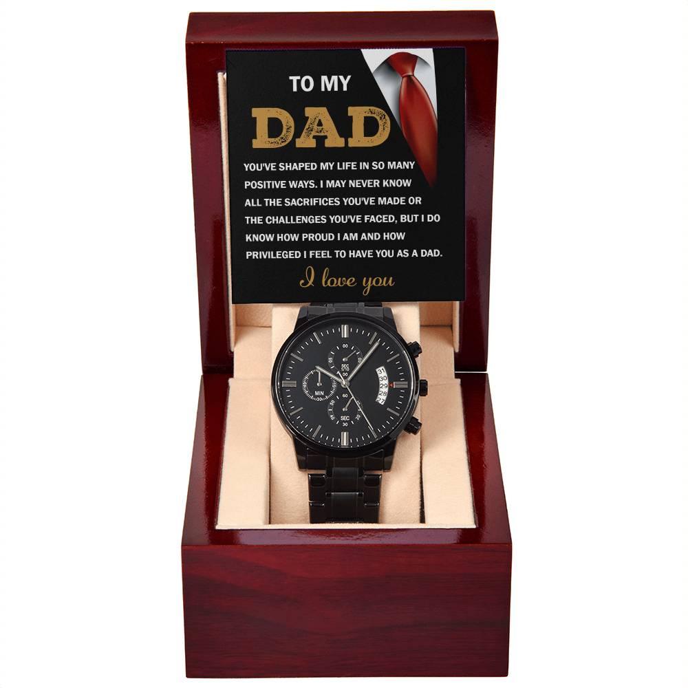 Dad Gift I Am Proud To Have You as My Dad Black Chronograph Watch - Mallard Moon Gift Shop