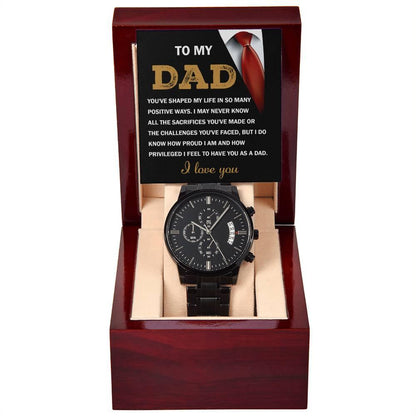 Dad Gift I Am Proud To Have You as My Dad Black Chronograph Watch - Mallard Moon Gift Shop