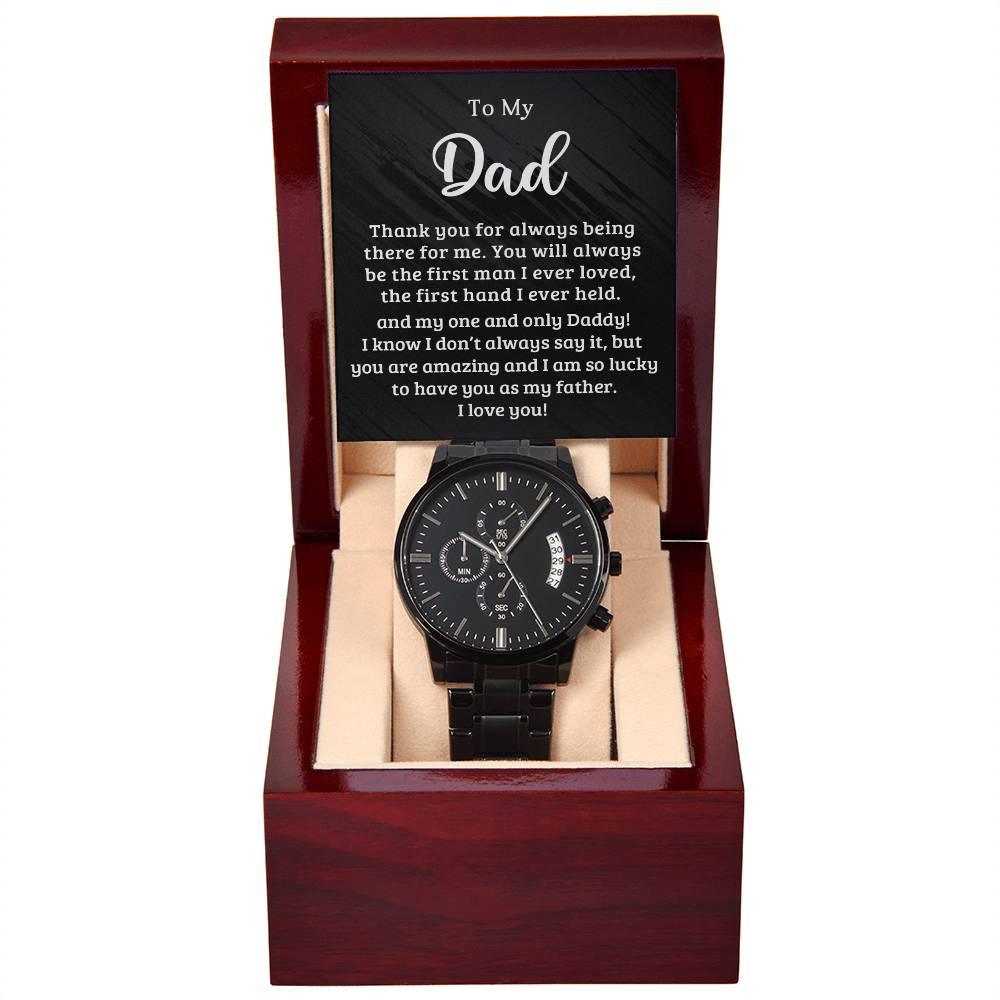Dad - Your Hand was The First Hand I Held Black Chronograph Watch - Mallard Moon Gift Shop