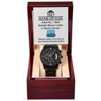 Bank of Dad Funny Watch Gift – Metal Chronograph Watch for Dad – No. 1 Reliable Money Lender Award – Humor Gift from Favorite Financial Burden