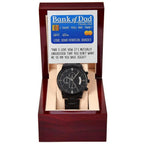 Bank of Dad Funny Father's Day Gift – I Owe You Big Time Credit Card Message – Black Chronograph Watch from Your Favorite Financial Burden